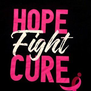 SUSAN G. KOMEN BREAST AWARENESS LADIES T SHIRT HOPE FIGHT CURE BLACK V NECK
